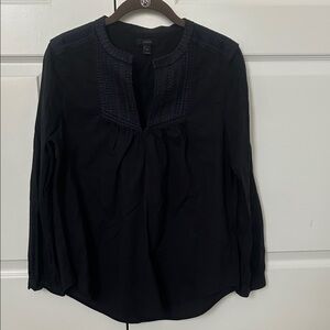 J. Crew Midnight Blue Blouse with Textured Accents